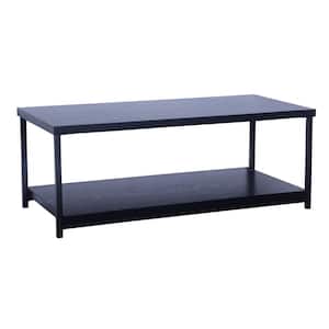 Jamestown 39 .4 in. L Black 15.75 in. H Rectangle Wood Top Coffee Table with 2-Tiers