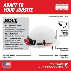 BOLT Gray Type 1 Class E Full Brim Non-Vented Hard Hat with 6 Point Ratcheting Suspension