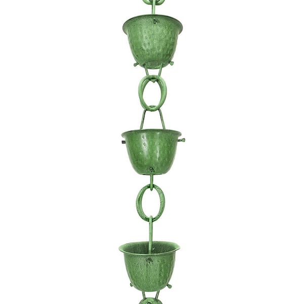 8.5 ft Pewter 50584 Aluminum Hammered Cup Rain Chain 