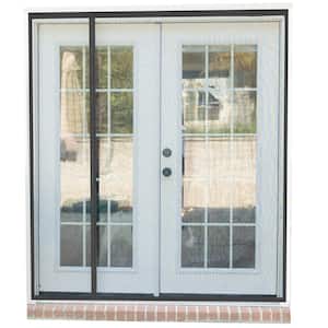 72 in. x 80 in. Black Trim Flame Resistant Fiberglass Mesh Magnetic Screen Door with Extra Wide Header and Storage bag
