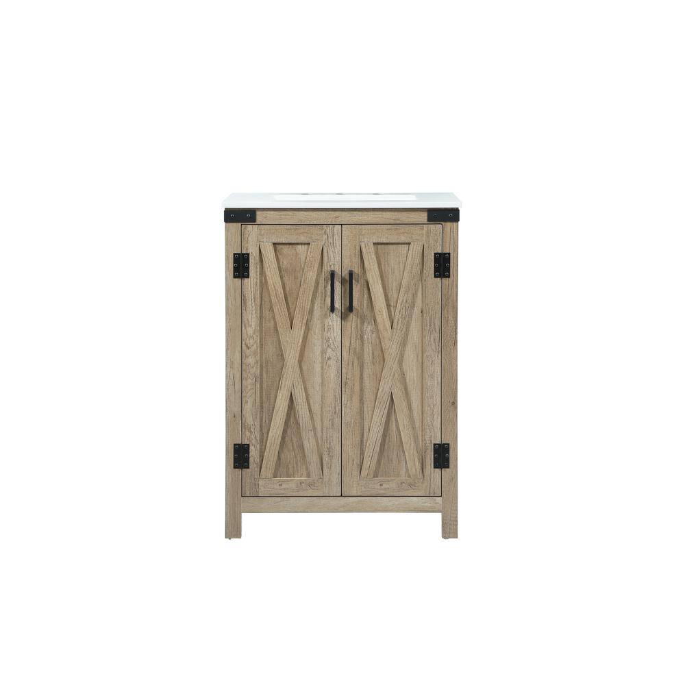 Timeless Home 24 in. W x 19 in. D x 34 in. H Bath Vanity in Natural Oak wit