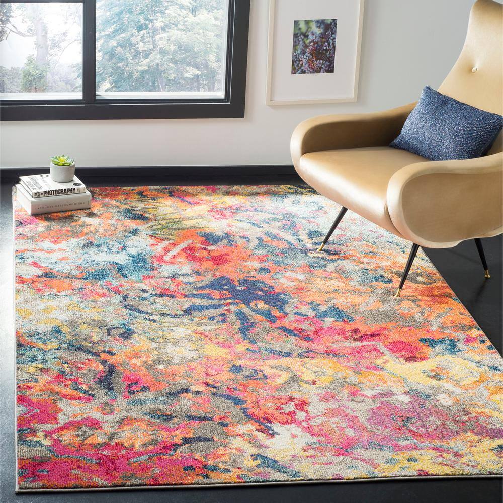 Hand-knotted Blue Synthetic Round Boho-Chic Small Rug