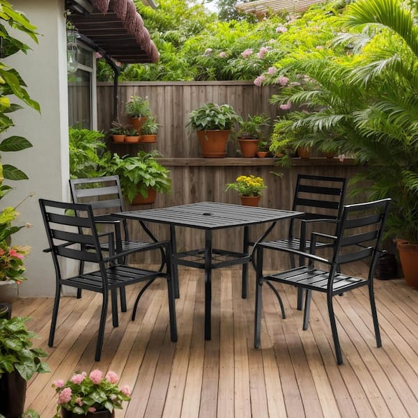 5-Piece Metal Square Outdoor Dining Set