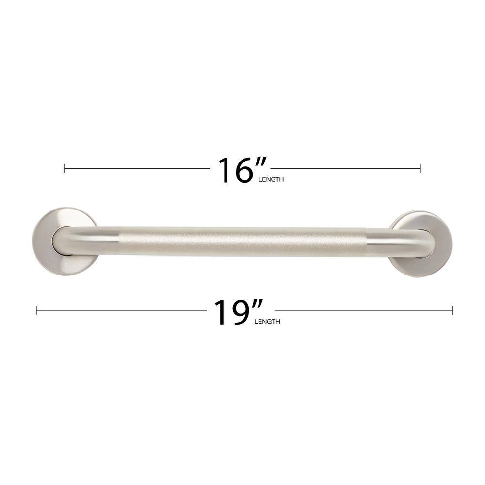 16" Stainless Steel Wall Mounted Bathroom Grab Bar with Satin Ends