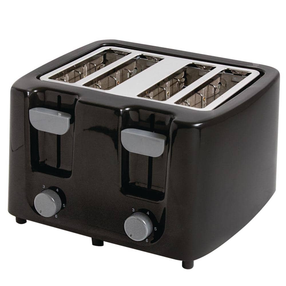 Black Stainless Steel 4-Slice Digital Toaster with Wide Slots