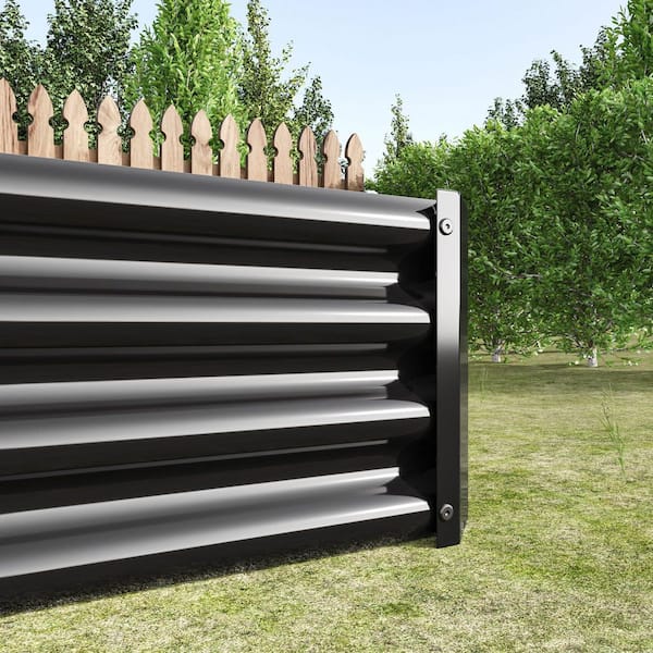 7.6 x 3.7 x 0.98 ft. Black Metal Rectangular Raised Garden Bed