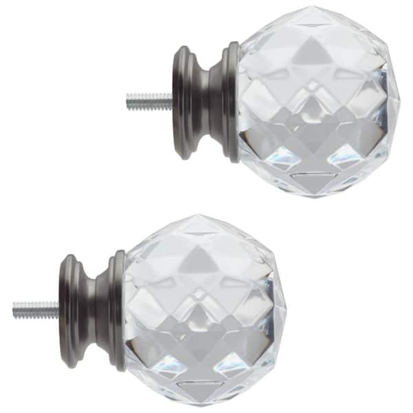 Home Decorators Collection Mix And Match Faceted Crystal Sphere Brushed  Nickel Acrylic Curtain Rod Finial (Set of 2) U-BNF1512K16 - The Home Depot