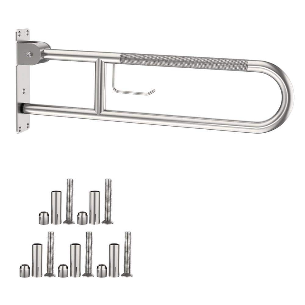 Btstil Toilet Grab Bar, Bathroom Foldable Handrail Drop Down Toilet Safety Support, Rails Wall Mounted Aluminium Alloy Handicap Aid Assist Rails For Disabled Elderly Pregnant Woman