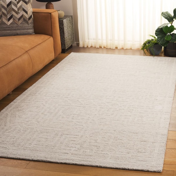Abstract 8 ft. x 10 ft. Beige/Ivory Geometric Maze Area Rug