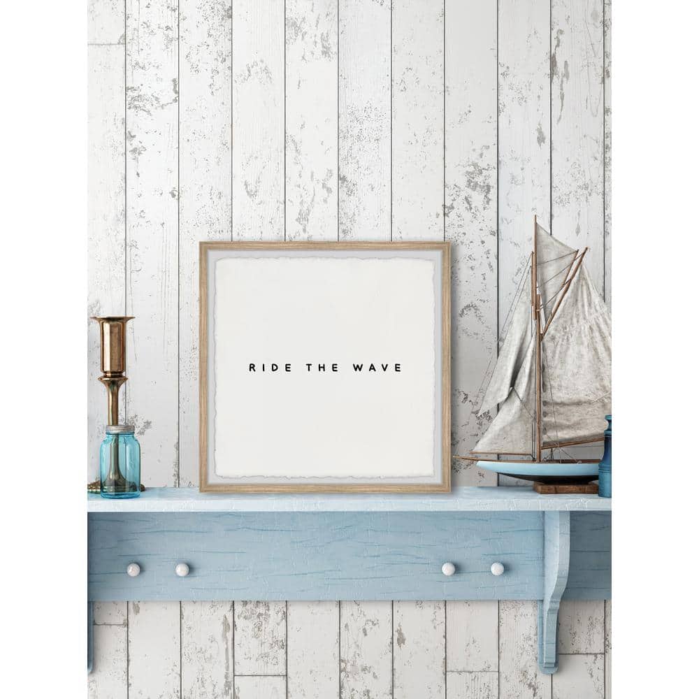 Ride the Wave Black Textual Art Print with Oak Frame
