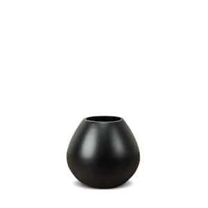 Drop Wide Short Ceramic Vase In Black Matte 6 in. Height