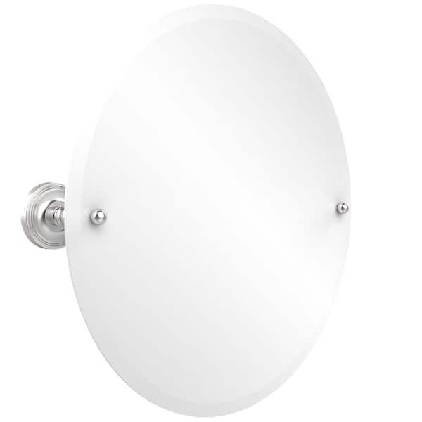 Allied Brass Prestige Regal Collection 22 in. x 22 in. Frameless Round Single Tilt Mirror with Beveled Edge in Satin Chrome