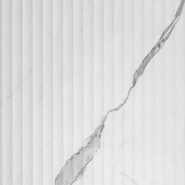 Terrain 24 in. x 48 in. Matte White Gray Porcelain Fluted grooved Large Format Tile (15.55 sq ft/case)-2 Pack