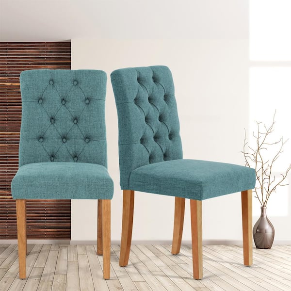 Homy Casa Lucetta Green Upholstered Tufted Hight Back Solid Wood Legs ...