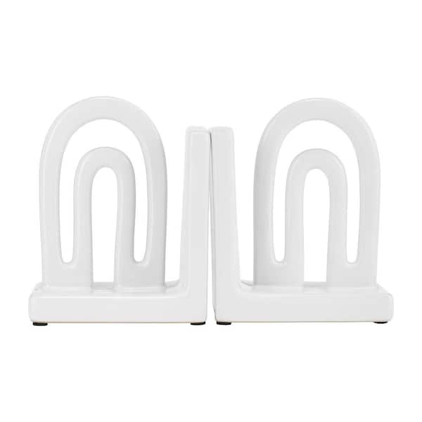 White Ceramic Arch Bookends (Set of 2)
