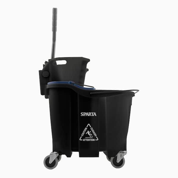 Unbranded 9690403 Sparta 8.75 gal. Black Polypropylene Mop Bucket Combo with Wringer and Soiled Water Insert - 2