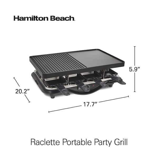 Hamilton Beach Electric Indoor Raclette Table Grill, 200 sq. in. Nonstick  Griddle Serves up to 8 People for Parties and Family Fun, Includes 8  Warming Trays, Black (31612-MX) - Yahoo Shopping