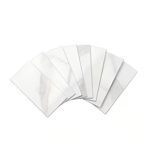 Jeedeson 100 Tiles White 5.9 in. x 3 in. x 0.12 in. PVC Peel and Stick Backsplash (12 sq. ft./Case)