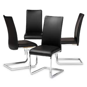 Cyprien Black Faux Leather Upholstered Dining Chair (Set of 4)
