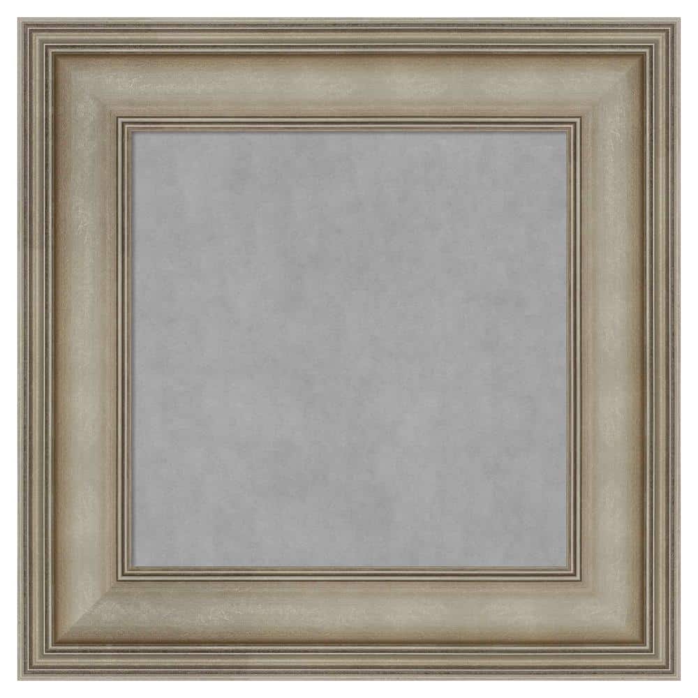 17" x 17" Grey and Antique Silver Wood Framed Magnetic Board