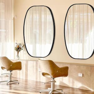 30 in. W x 48 in. H Black Oval Wall Mounted Aluminum Alloy Bathroom Mirror Decorative Mirror