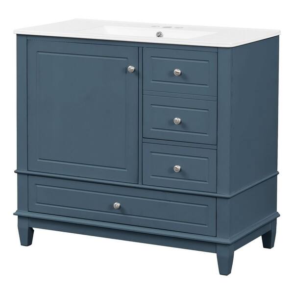 Ziyudura 36 in. Single Sink Freestanding Blue Bath Vanity with