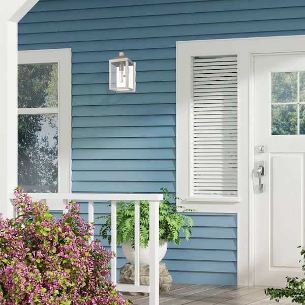 Creekview 12.75 in. 1-Light Brushed Nickel Outdoor Hardwired Wall Lantern Sconce with No Bulbs Included