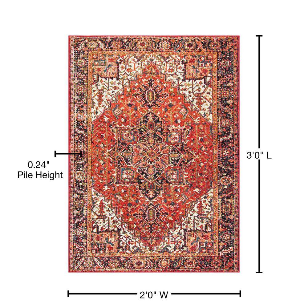 Patrice Red and Orange Synthetic Reversible Area Rug