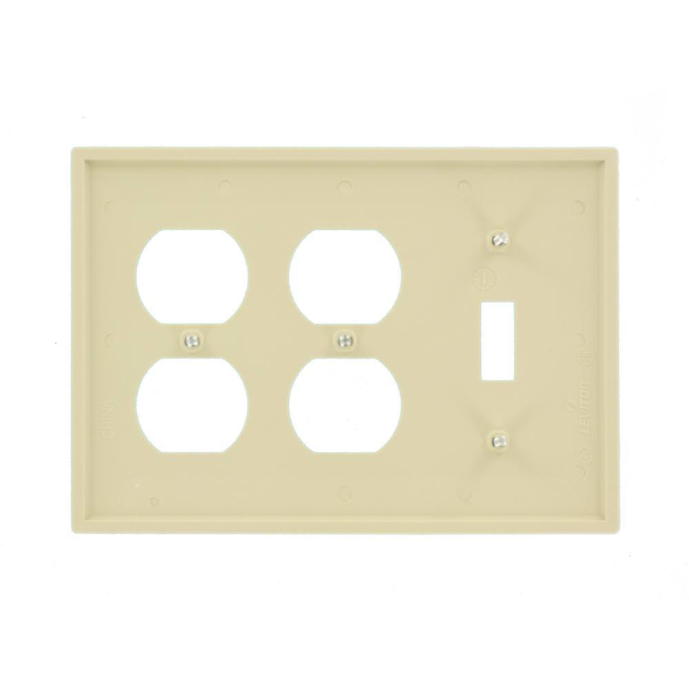 Ivory 3-Gang 1-Toggle 2-Duplex Thermoplastic Wallplate