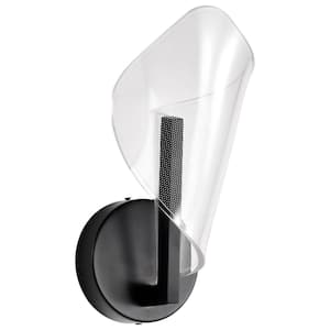 Sedona Modern 1-Light Matte Black Dimmable Wall Sconce with Silk Screened Acrylic Shade