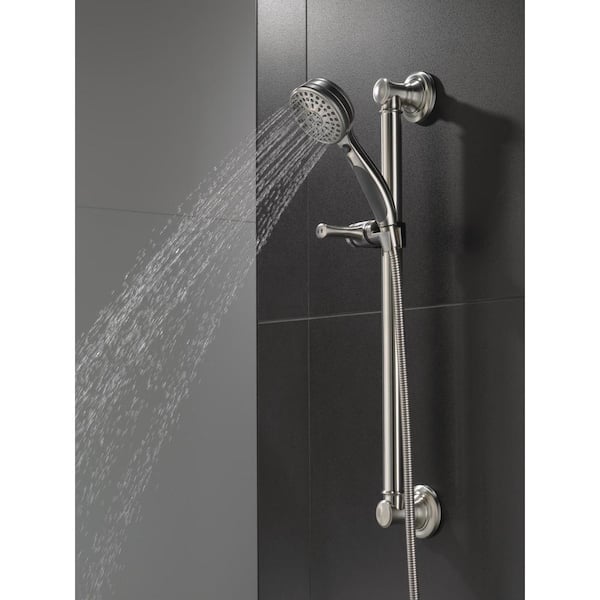Traditional Decorative ADA 9-Spray Patterns 1.75 GPM 3.75 in. Wall Mount Handheld Shower Head in Stainless