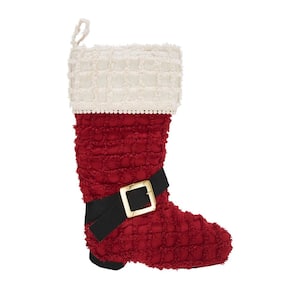 20 in. Red Chenille Kringle Boot Christmas Stocking