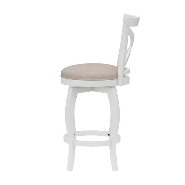 Ellendale 25.25 in. White Swivel Counter Stool