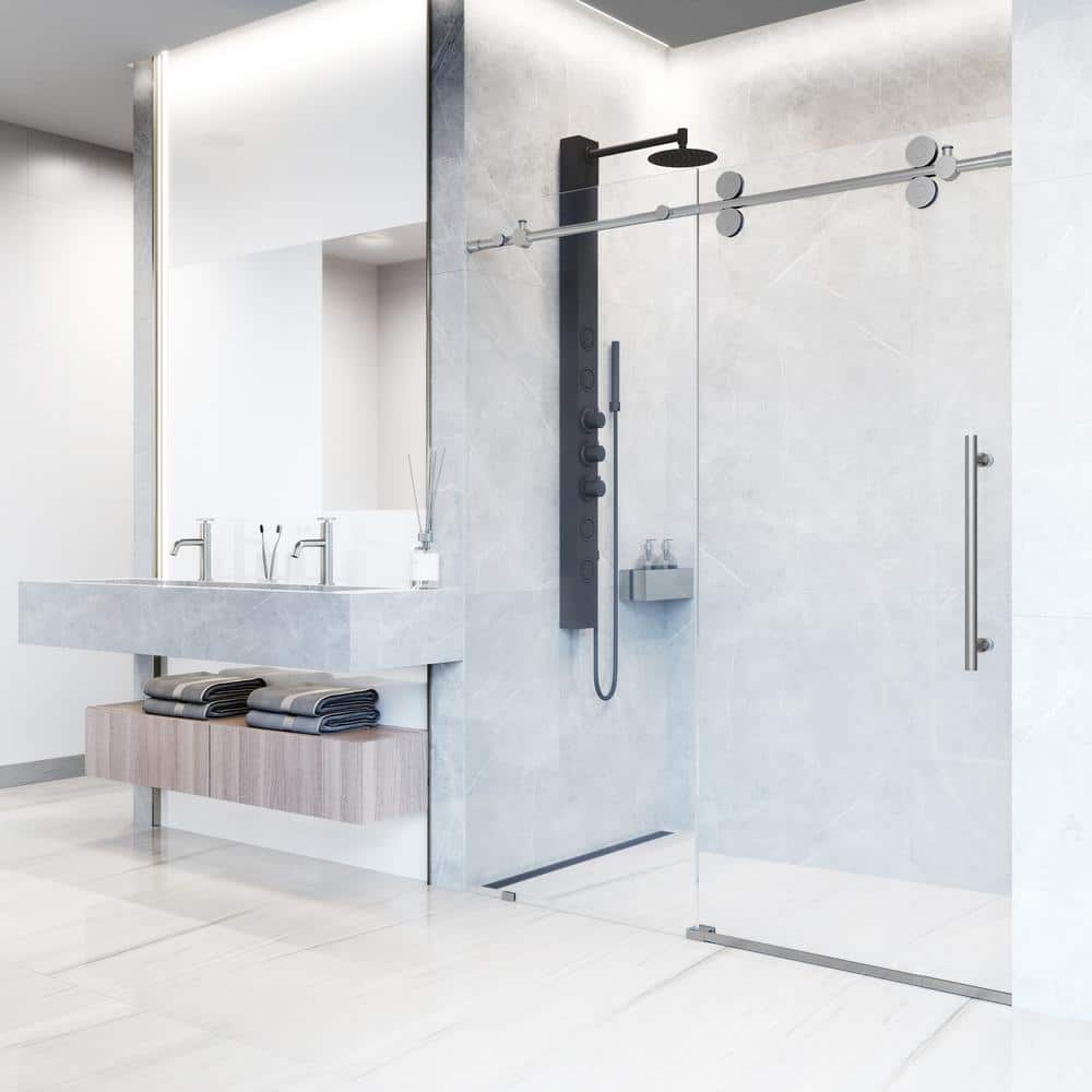 Elan 56-60" Frameless Sliding Shower Door with Stainless Steel Finish