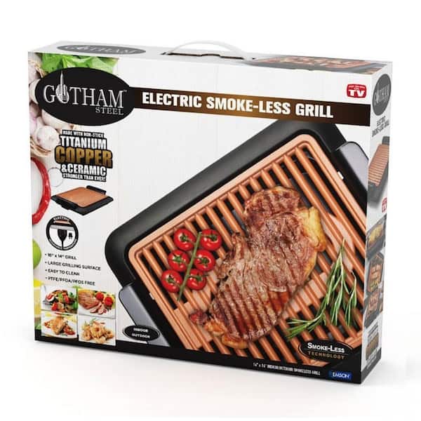 Gotham Steel Smokeless Indoor Grill, Ultra Nonstick Electric Grill,  Dishwasher Safe Surface, Temp Control, Metal Utensil Safe, Barbeque Indoors  with No Smoke! 