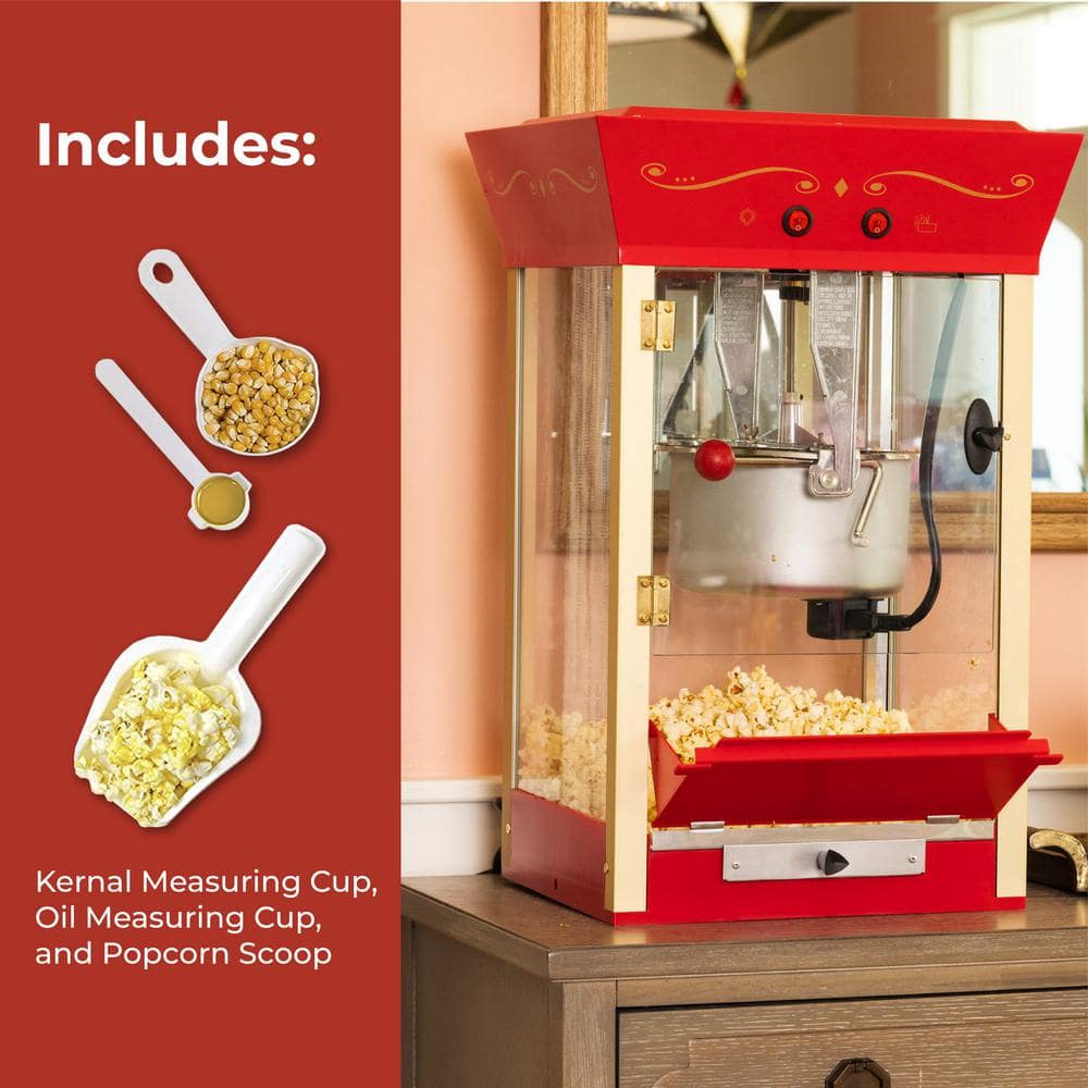 Vintage Red Stainless Steel Popcorn Maker Cart with Wheels