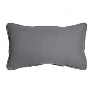 Oceantex Basketweave Mako Gray Outdoor Rectangle Lumbar Pillow (2-Pack)