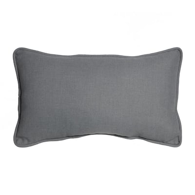 Oceantex Basketweave Mako Gray Outdoor Rectangle Lumbar Pillow (2-Pack)