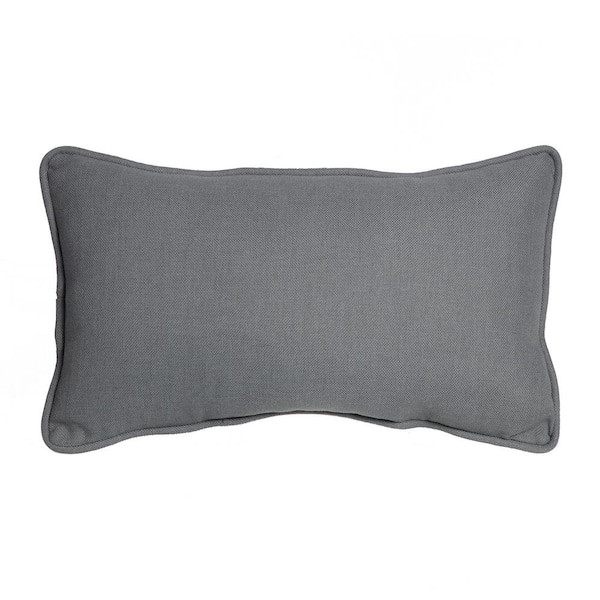 ARDEN SELECTIONS Oceantex Basketweave Mako Gray Outdoor Rectangle Lumbar Pillow (2-Pack)