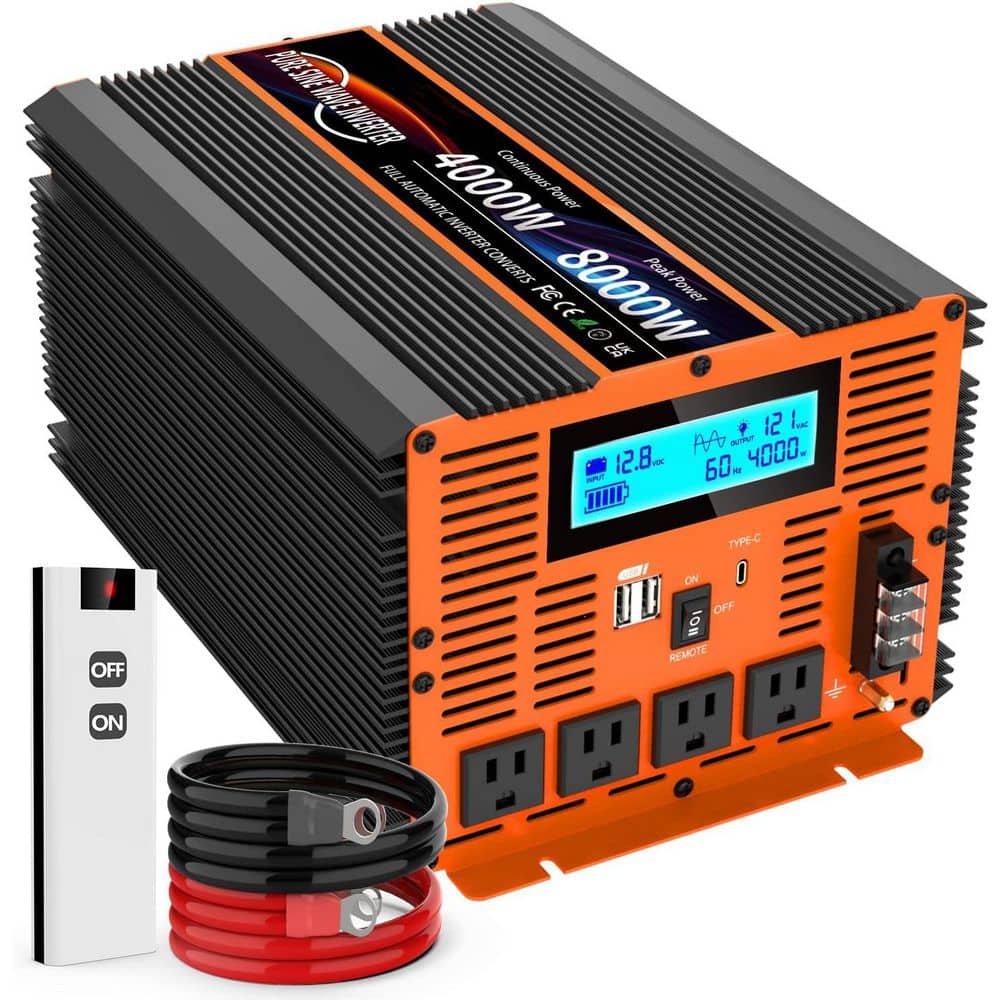 4000-Watt Pure Sine Wave Power Inverter 12V DC to 110V 120V Converter for RV Solar System Car with LCD Display price history on PriceWatchPro