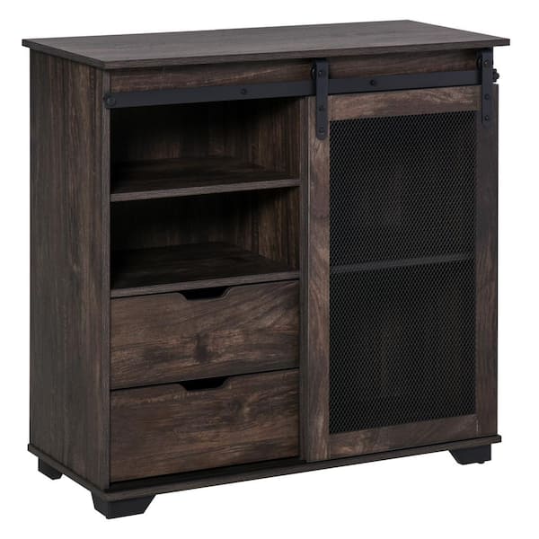 HOMCOM Brown Buffet Sideboard with 2-Cabinets and 2-Shelves