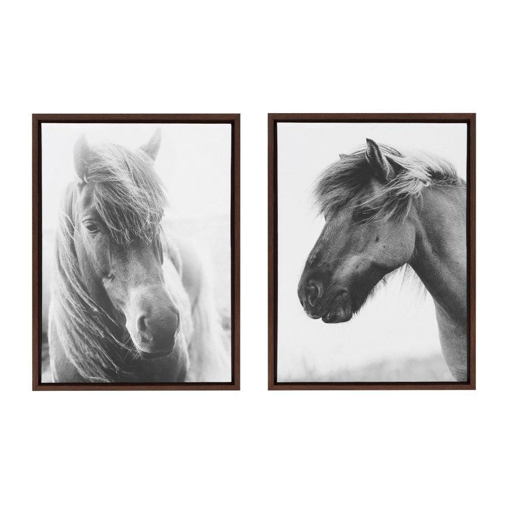 Sylvie Benevolence and Indomitable Framed Canvas Set in Walnut Brown