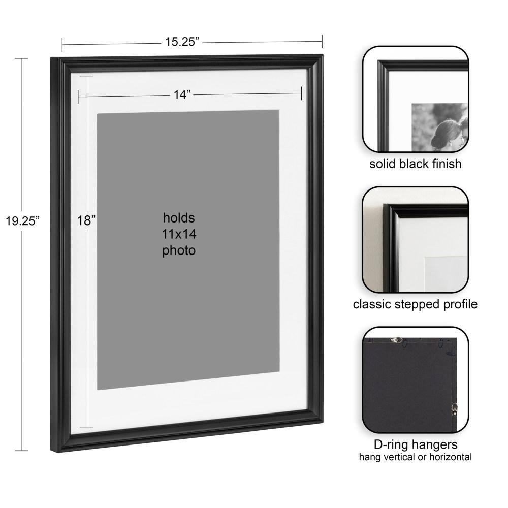 Black Polystyrene 11x14 Wall Photo Frame Set