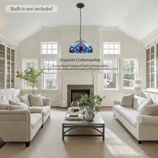 OUKANING 2-Light Multi-colored Retro Island Adjustable Height