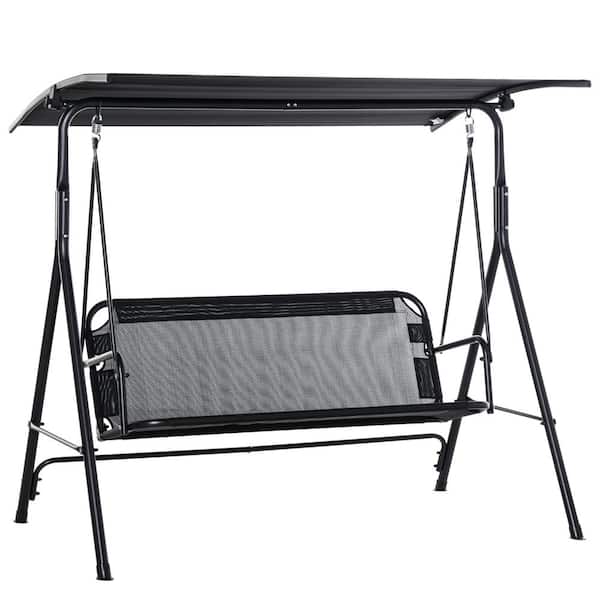 Unbranded 67.75 in. Seats 2-People Metal Patio Swing with Canopy, Seats 2 Adults Loveseat Bench with Adjustable Tilt Canopy
