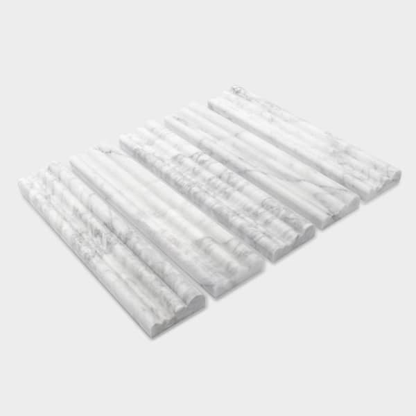 Honed Carrara White 12 in. x 2.5 in. Natural Marble Border Molding Backsplash Accessory Wall Tile Trim (5-Pack)