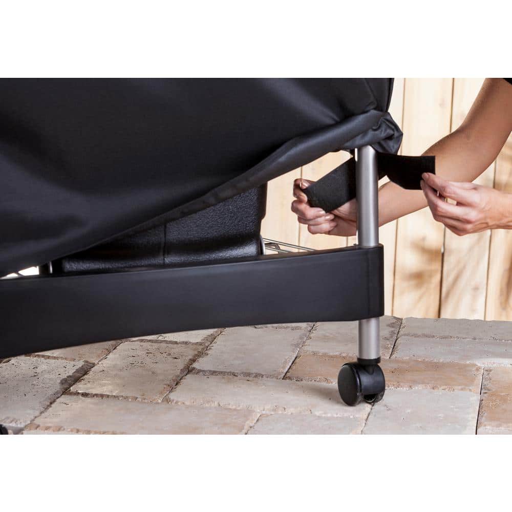 Black Polyester Grill Cover with Storage Pouch