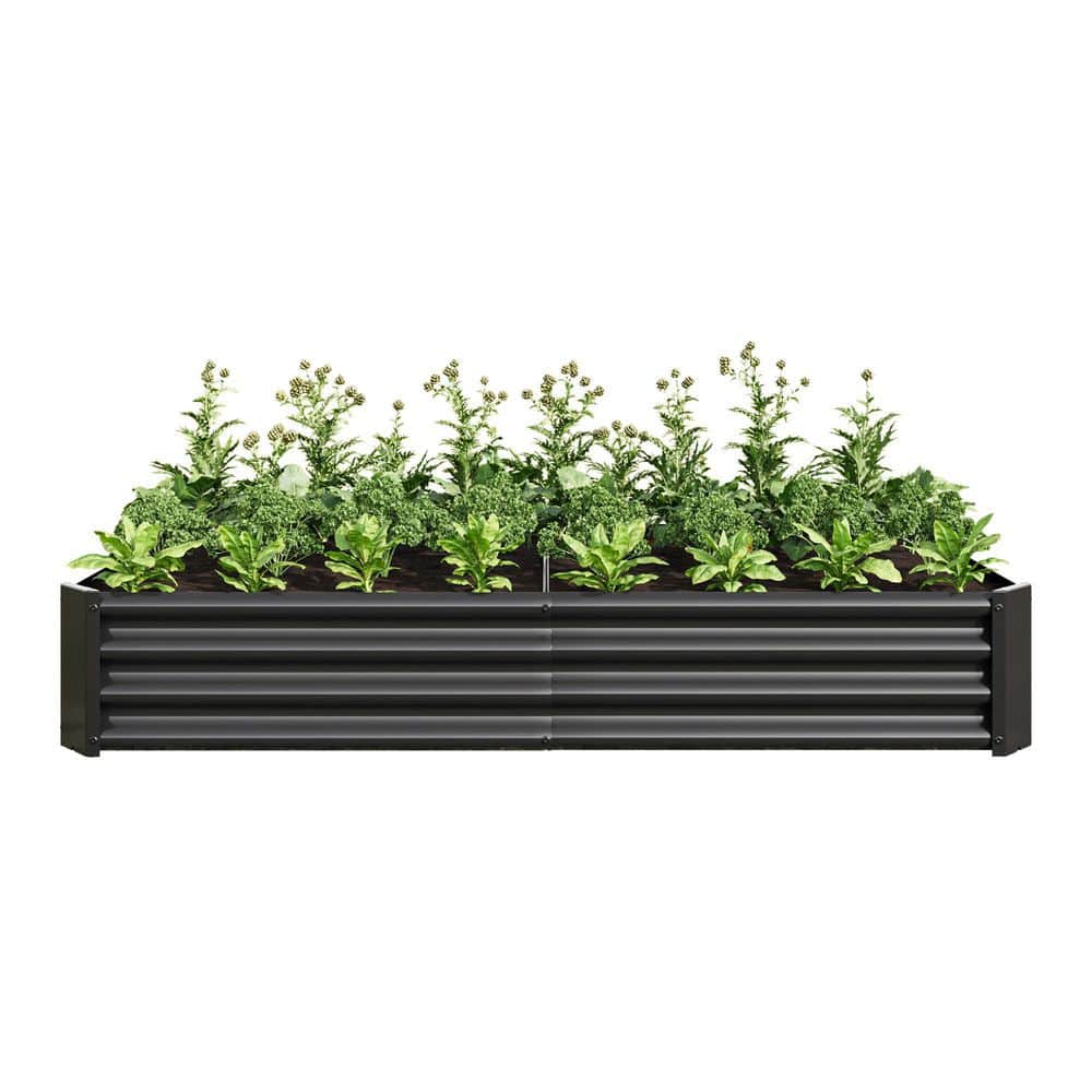 6 ft. x 3 ft. x 1 ft. Black Metal Rectangle Raised Garden Bed for Flowers P
