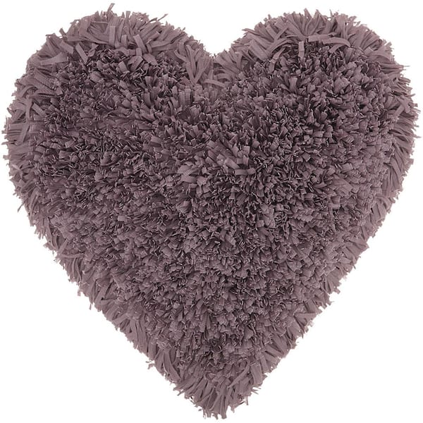 Nourison Shaggy Heart Lavender Shag 18 in. x 18 in. Throw Pillow