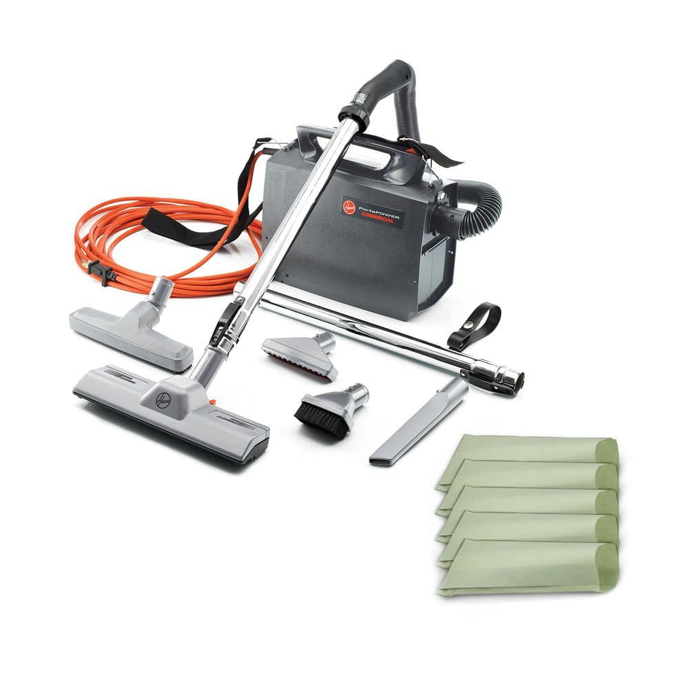 Commercial PortaPOWER Bagged Corded Washable Filter Vacuum Cleaner and Portapower Bag Adapter Kit Type N Bag (5-Pack)